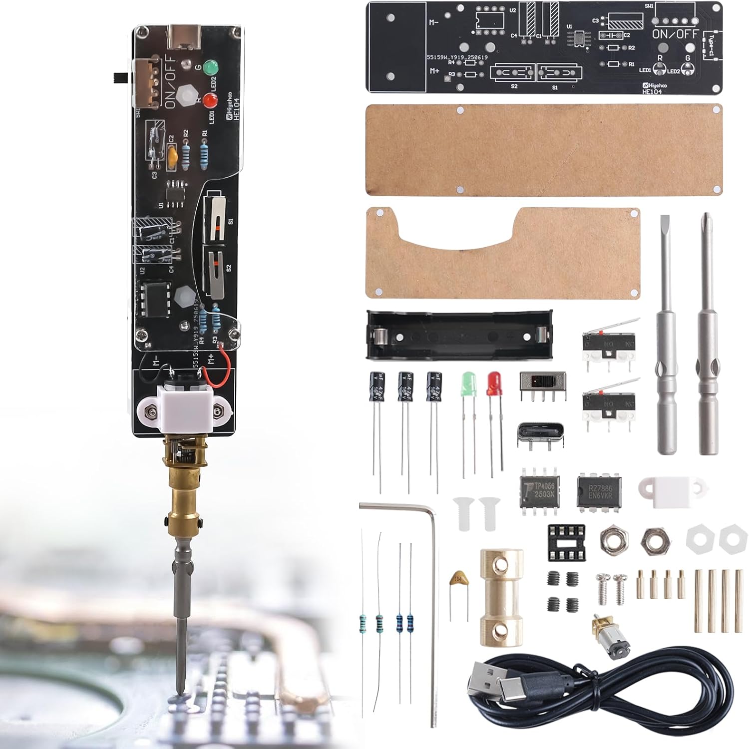 Diy Home Electronics Lab - Destornillador eléctrico recargable por USB, Kit