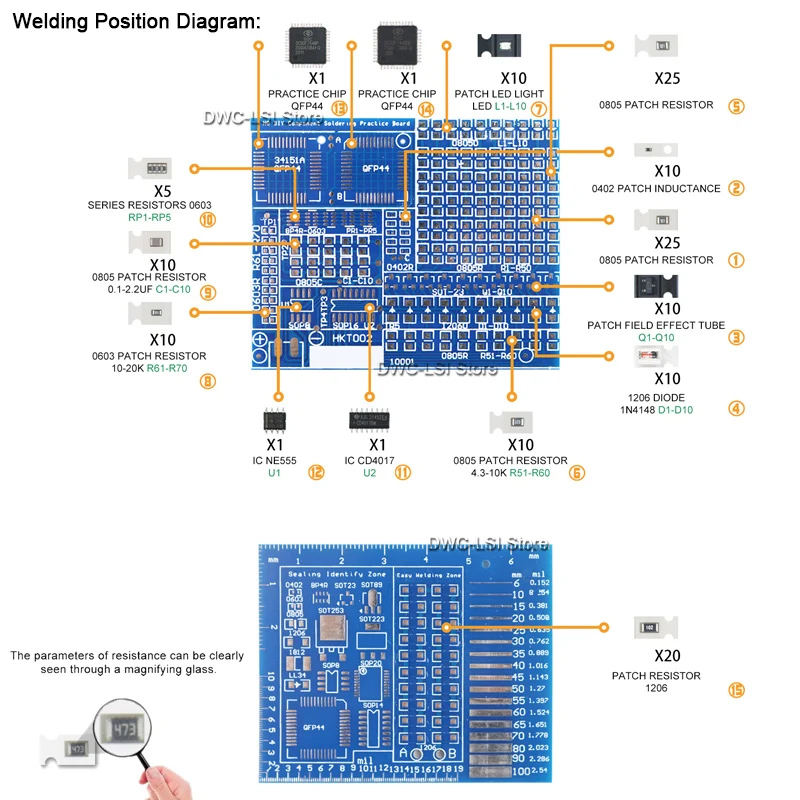 Componentes SMD/SMT, tablero d - Diy Electronics Com reseña y precio